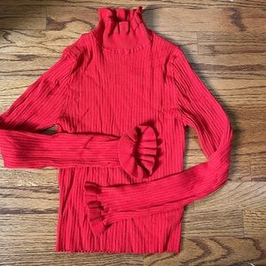 Red ribbed turtleneck